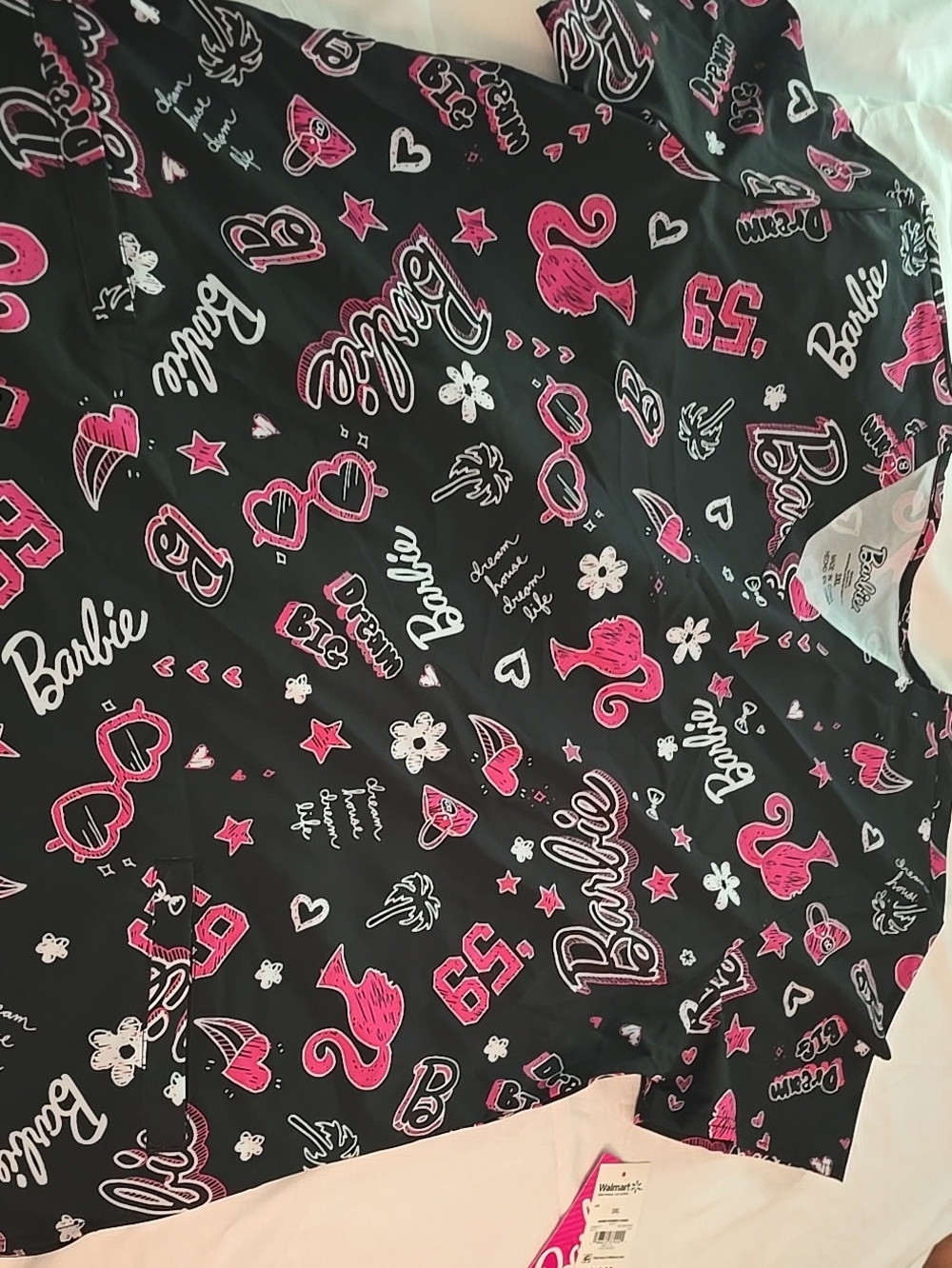 Barbie Black Tee with Pink Scrub Top